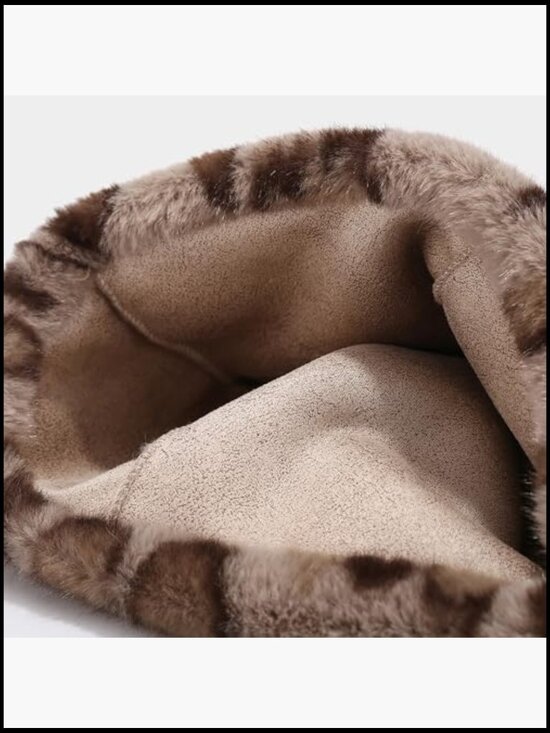 Faux Fur Cat Ear Beanie Hat Leopard Print Fluffy Winter Warm main image 5